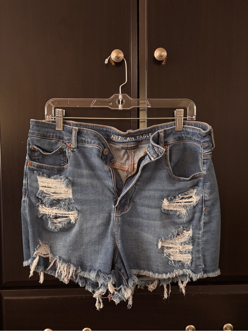 American Eagle Outfitters Ripped Light Blue Denim Shorts